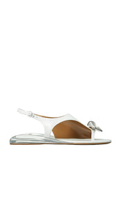 Tory Burch Patos Slingback Sandal in White | Bianco & Silver Sling Back Flats for Women