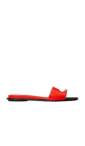 Tory Burch Pierced Slide in Red | Blazing Red & Silver Flat Sandals for Women