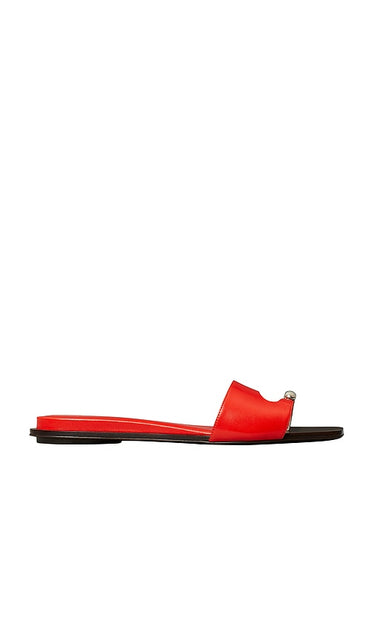 Tory Burch Pierced Slide in Red | Blazing Red & Silver Flat Sandals for Women