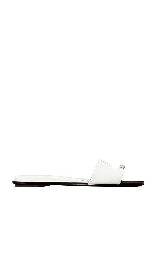 Tory Burch Pierced Slide in White | Bianco & Silver Flat Sandals for Women