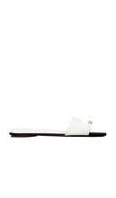 Tory Burch Pierced Slide in White | Bianco & Silver Flat Sandals for Women