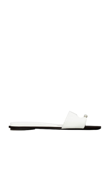 Tory Burch Pierced Slide in White | Bianco & Silver Flat Sandals for Women