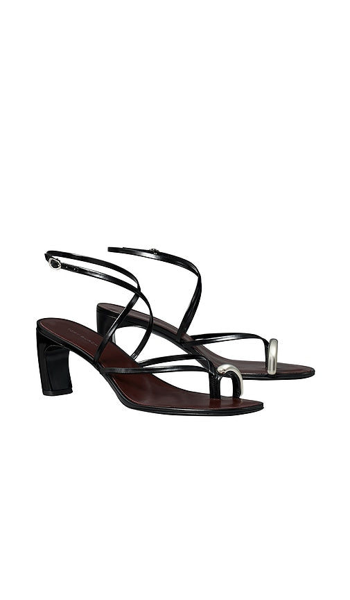 Tory Burch Pierced Strappy Heel Sandal in Black