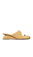 Tory Burch Pierced Wedge in Beige | Cantucci & Silver Closed Toe Mules for Women