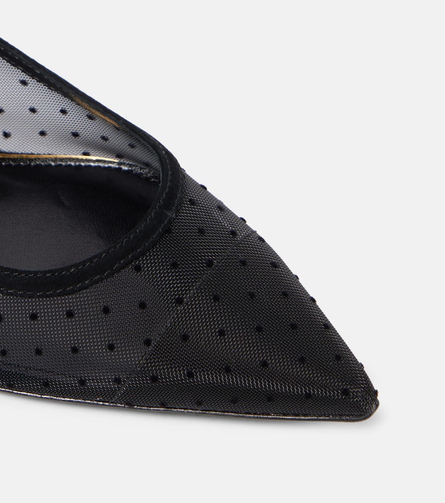 Tory Burch Suede-trimmed mesh Mary Jane flats