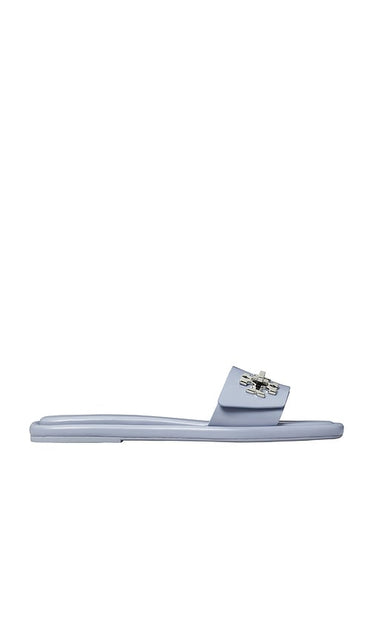 Tory Burch T Lock Slide in Baby Blue | Vapor Blue Slides for Women