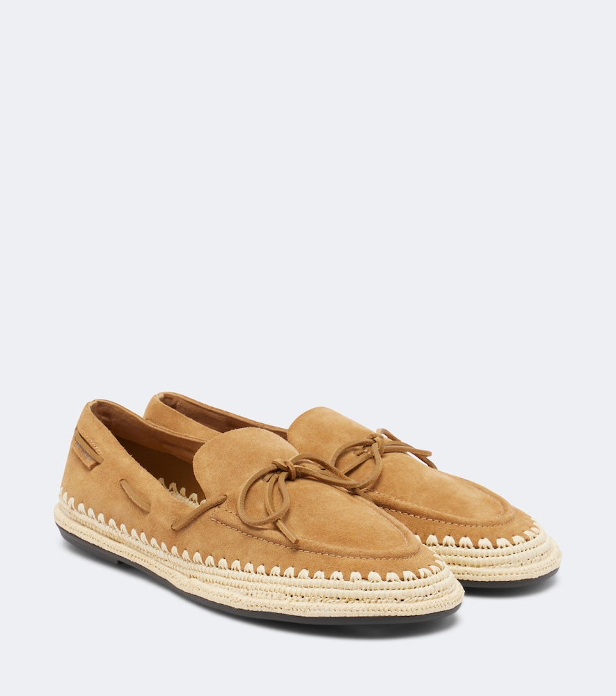 Tory Burch The Raffia Boaty suede espadrilles