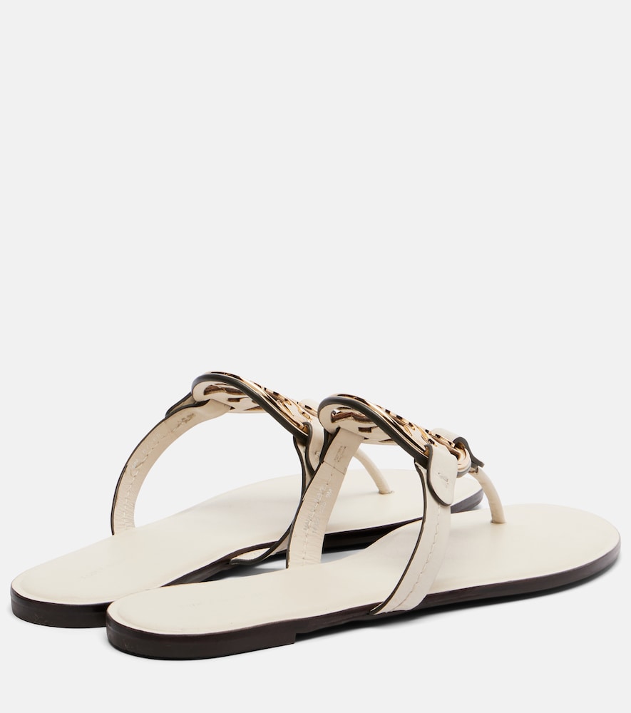 White Tory Burch Miller leather thong sandals - Flat Sandals