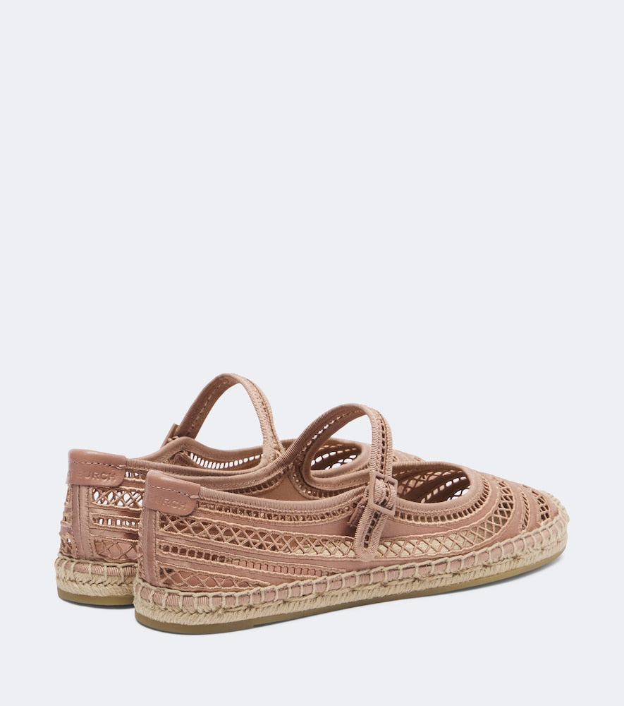 Pink Tory Burch Open Weave Mary Jane satin espadrilles - Flat Espadrilles