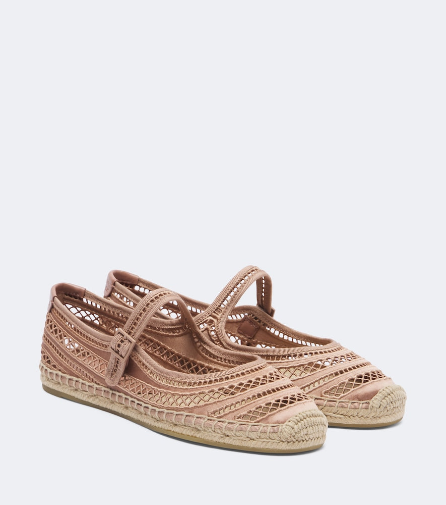 Pink Tory Burch Open Weave Mary Jane satin espadrilles - Flat Espadrilles
