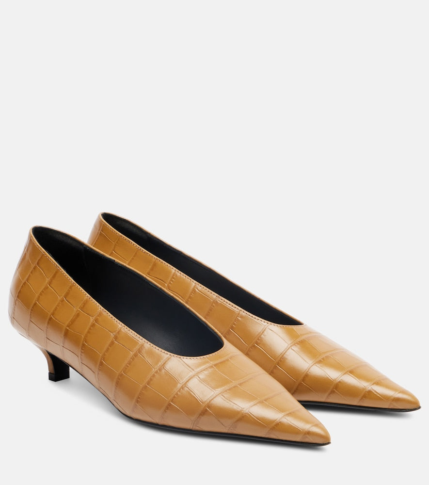 Toteme 35 Croc-effect leather pumps