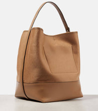 Toteme Belted leather-trimmed wool tote bag