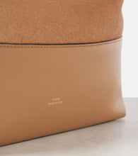 Toteme Belted leather-trimmed wool tote bag