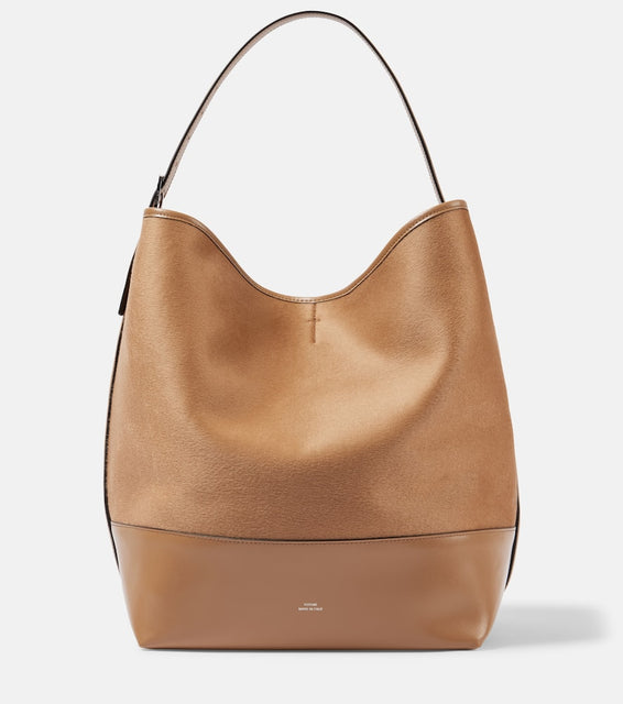 Toteme Belted leather-trimmed wool tote bag. Shop Toteme Tote Bags for women now.