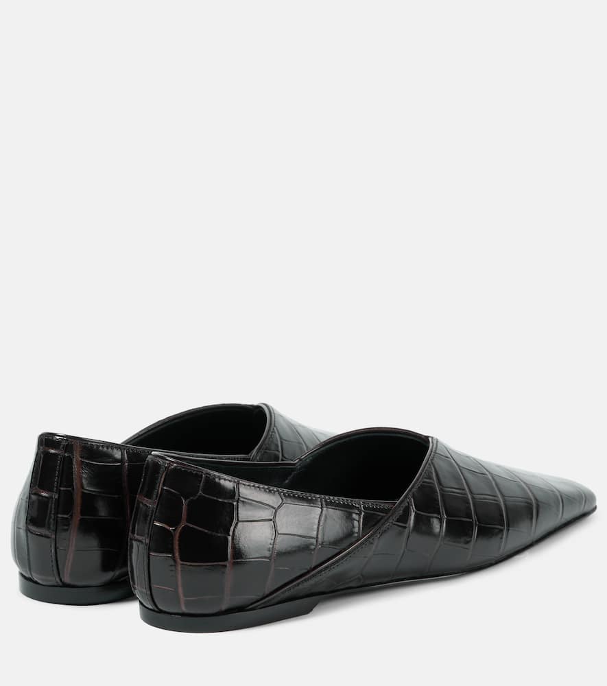Toteme Croc-effect leather flats