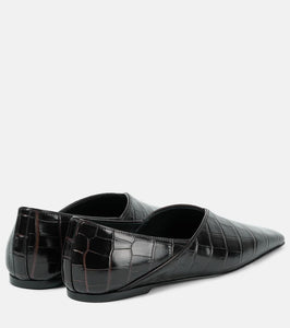 Toteme Croc-effect leather flats