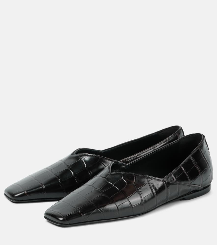 Toteme Croc-effect leather flats