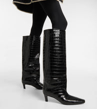 Toteme Croc-effect leather knee-high boots
