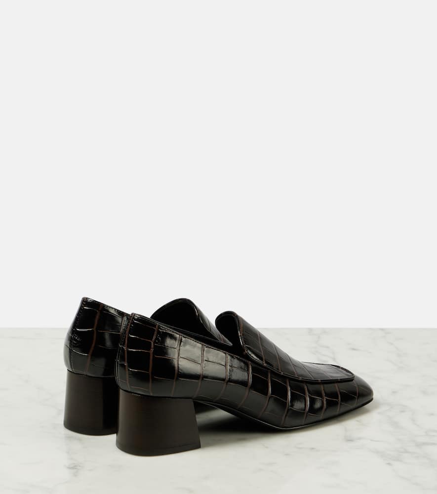 Toteme Croc-effect leather loafer pumps