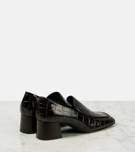 Toteme Croc-effect leather loafer pumps