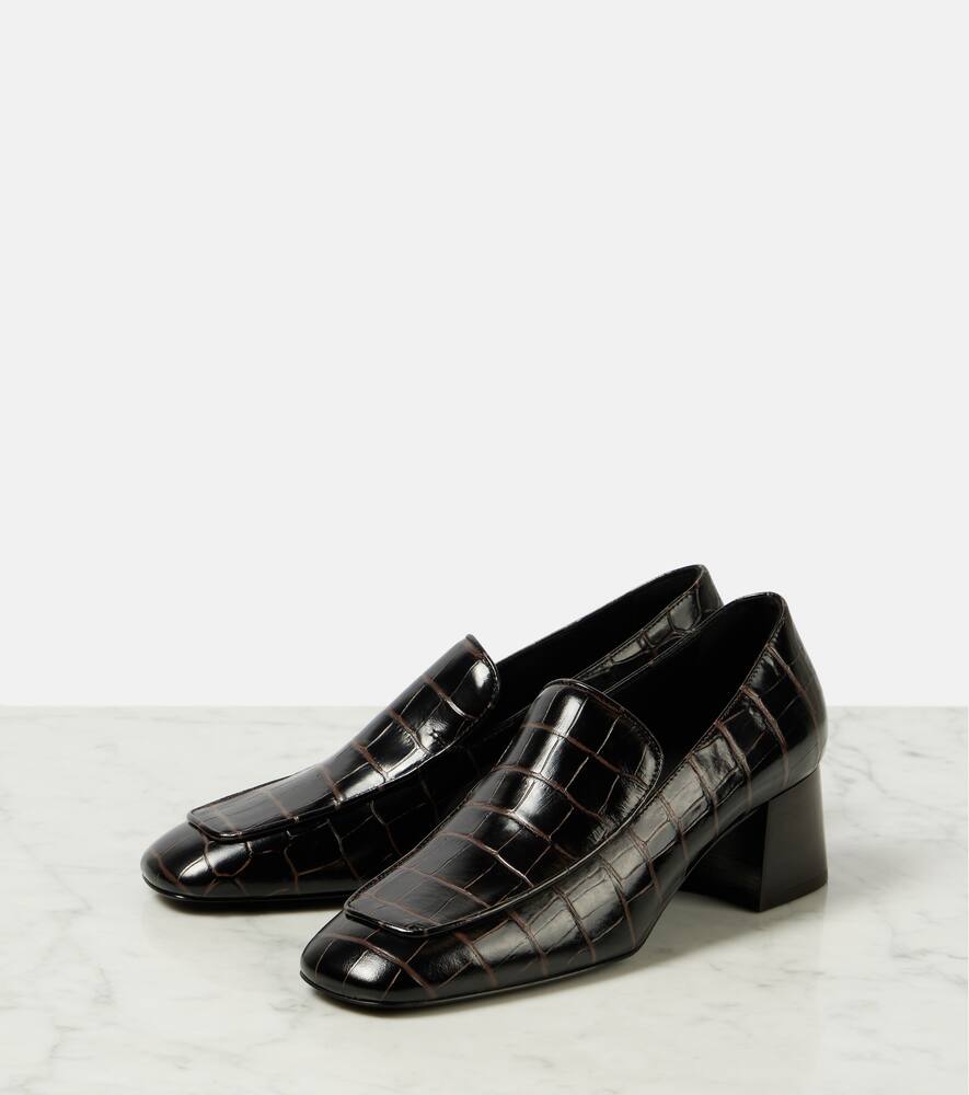 Toteme Croc-effect leather loafer pumps