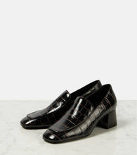 Toteme Croc-effect leather loafer pumps