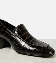 Toteme Croc-effect leather loafer pumps