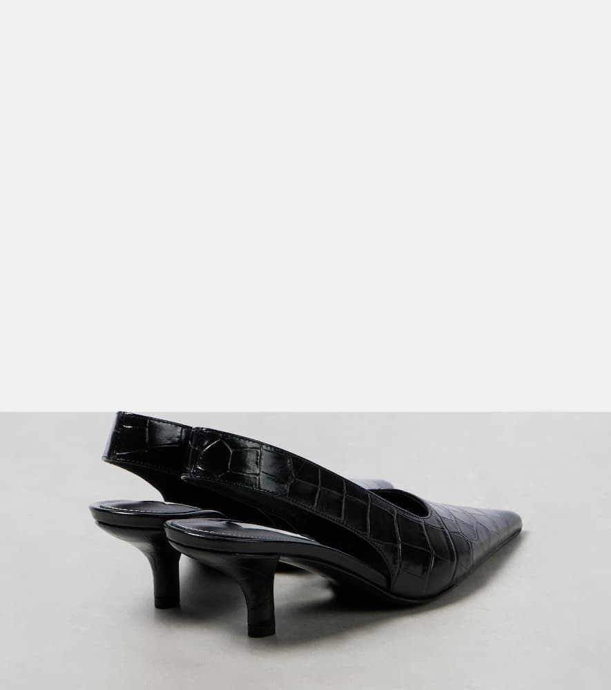 Toteme Croc-effect leather slingback pumps