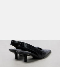 Toteme Croc-effect leather slingback pumps