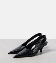 Toteme Croc-effect leather slingback pumps