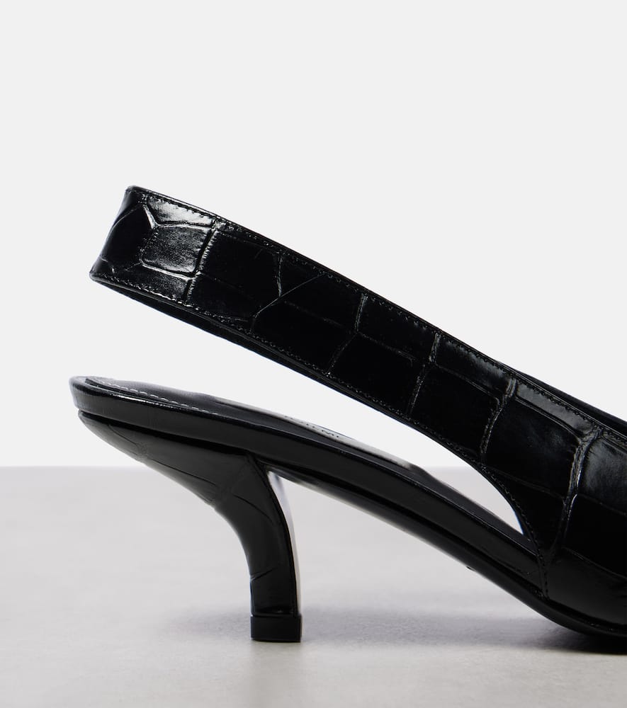 Toteme Croc-effect leather slingback pumps