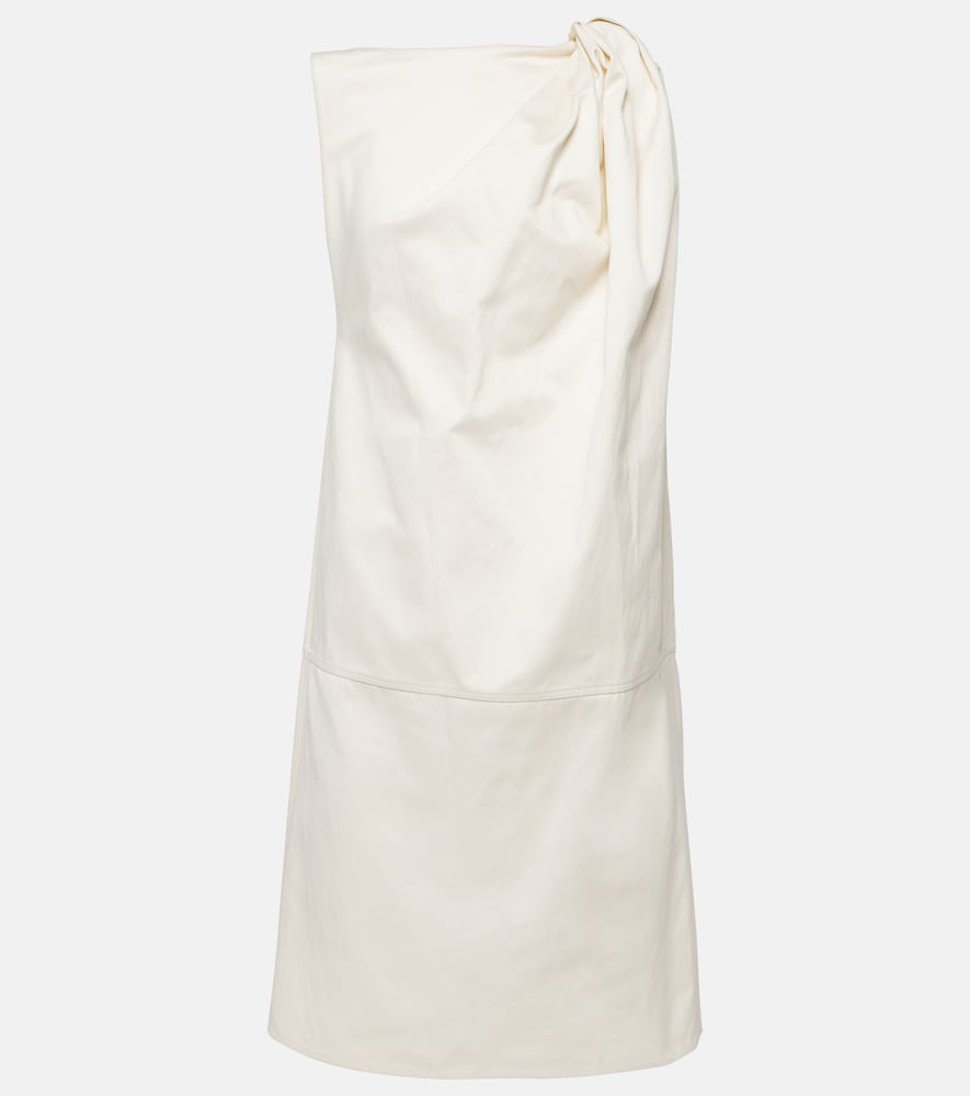 Toteme Draped cotton and linen minidress. 图腾垂褶棉麻迷你连衣裙