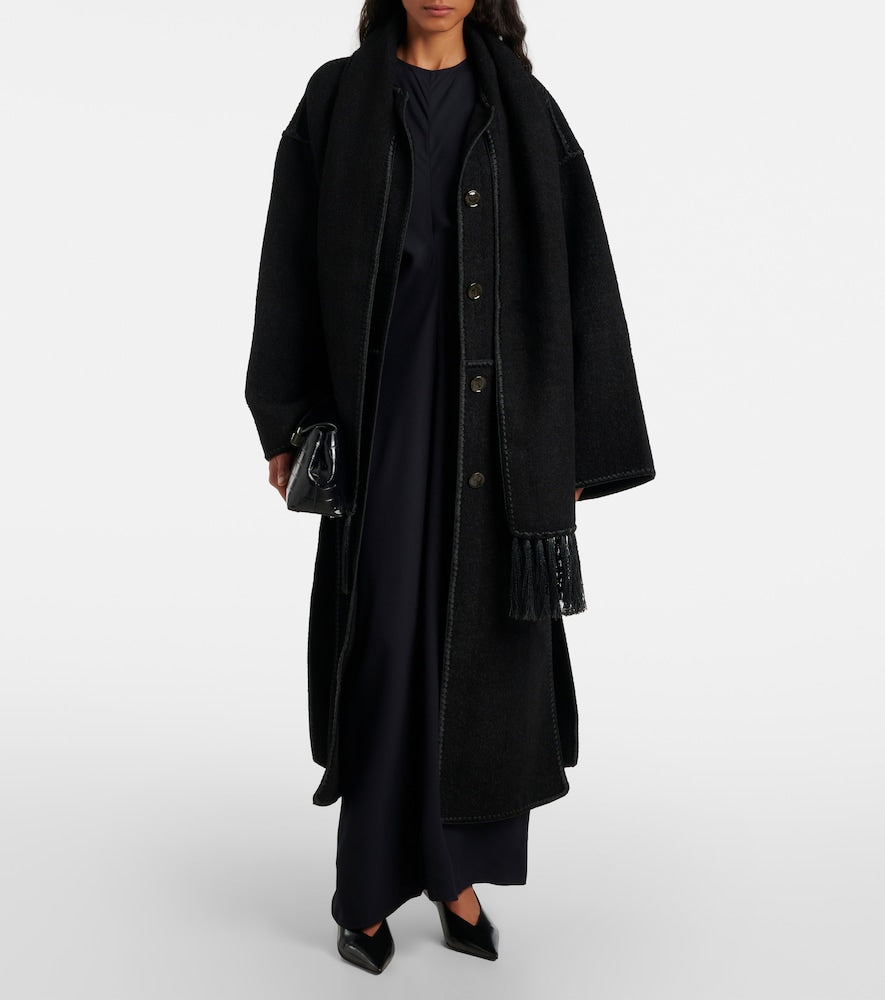 Toteme Embroidered wool-blend scarf coat