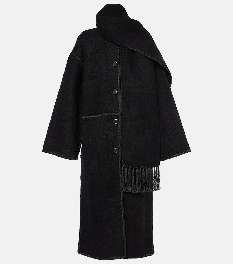 Toteme Embroidered wool-blend scarf coat - 图腾刺绣羊毛混纺围巾外套