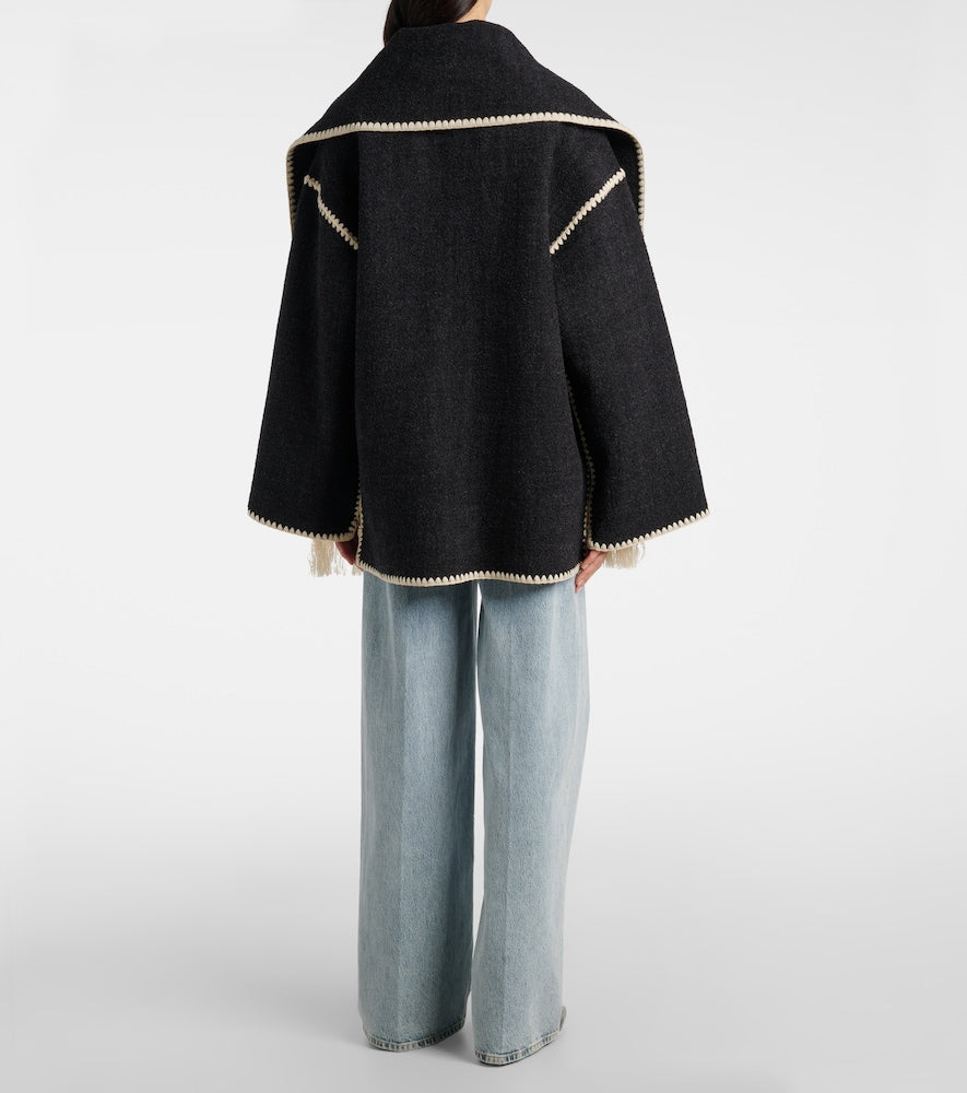 Toteme Embroidered wool-blend scarf jacket