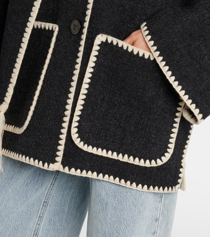 Toteme Embroidered wool-blend scarf jacket
