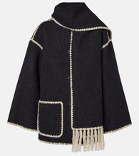 Toteme Embroidered wool-blend scarf jacket - 图腾刺绣羊毛混纺围巾外套