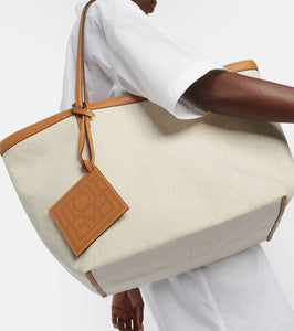 Toteme Leather-trimmed canvas tote bag