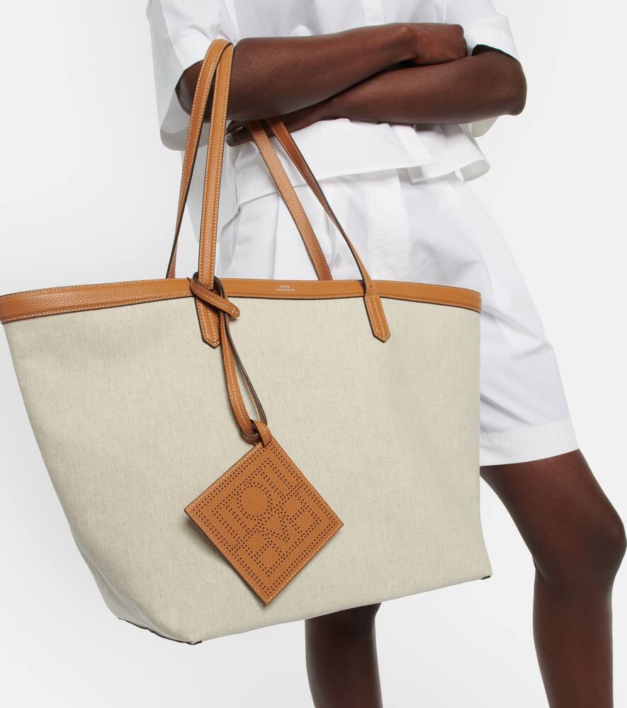 Toteme Leather-trimmed canvas tote bag