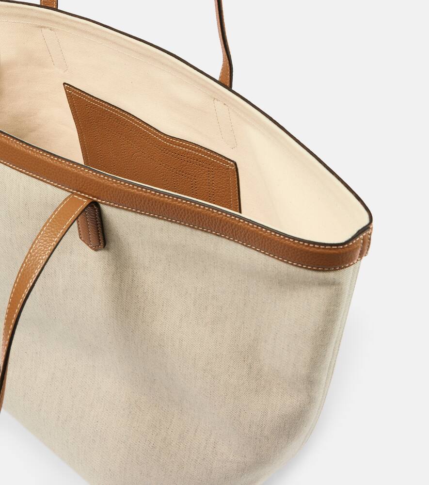 Toteme Leather-trimmed canvas tote bag