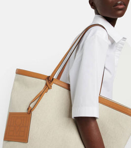 Toteme Leather-trimmed canvas tote bag