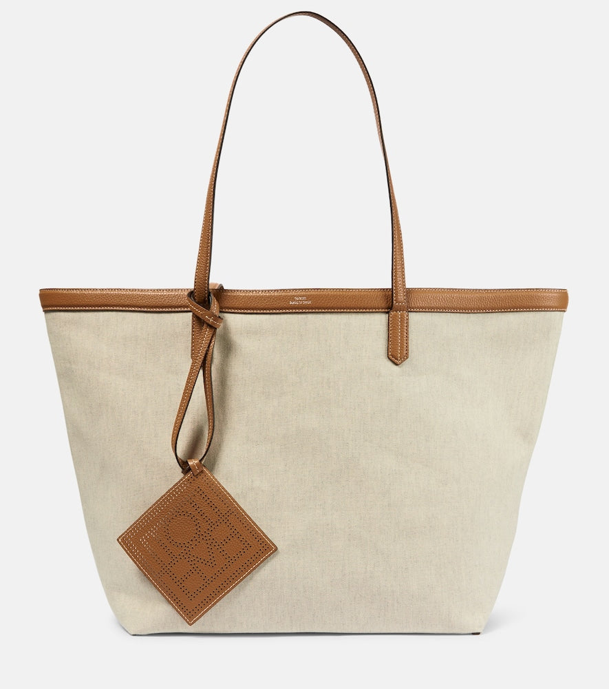 Toteme Leather-trimmed canvas tote bag