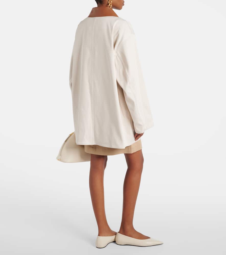Toteme Leather-trimmed cotton jacket