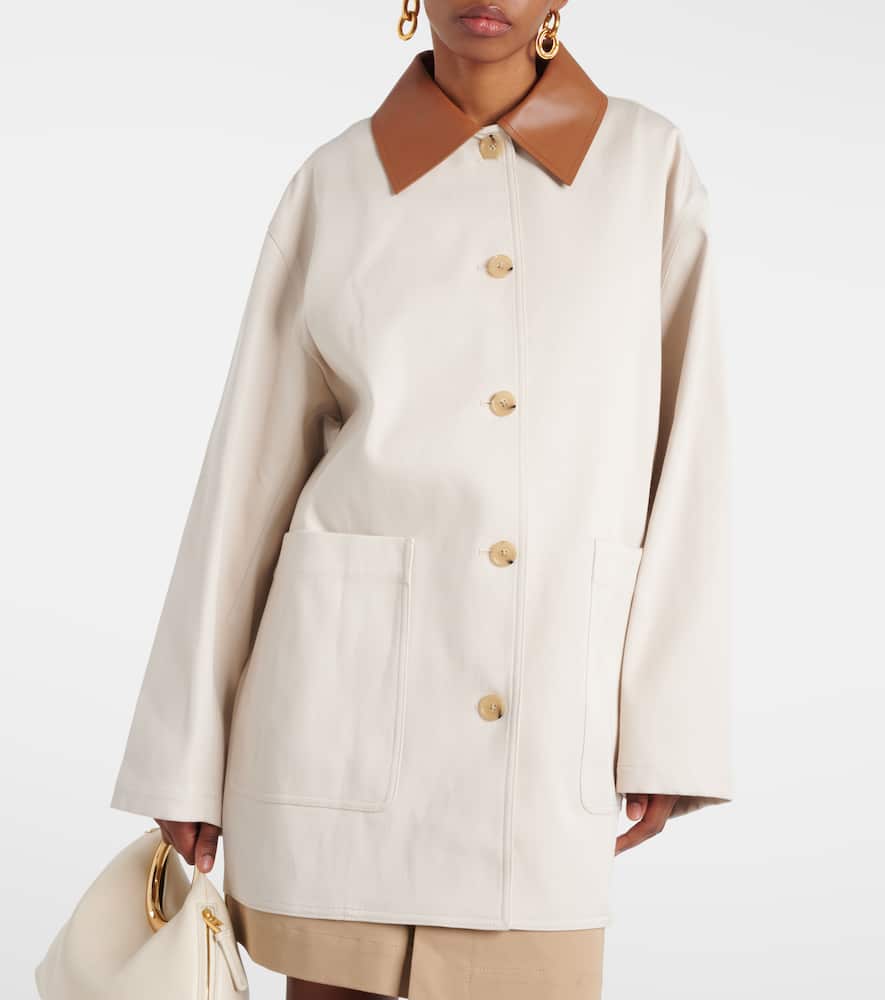 Toteme Leather-trimmed cotton jacket