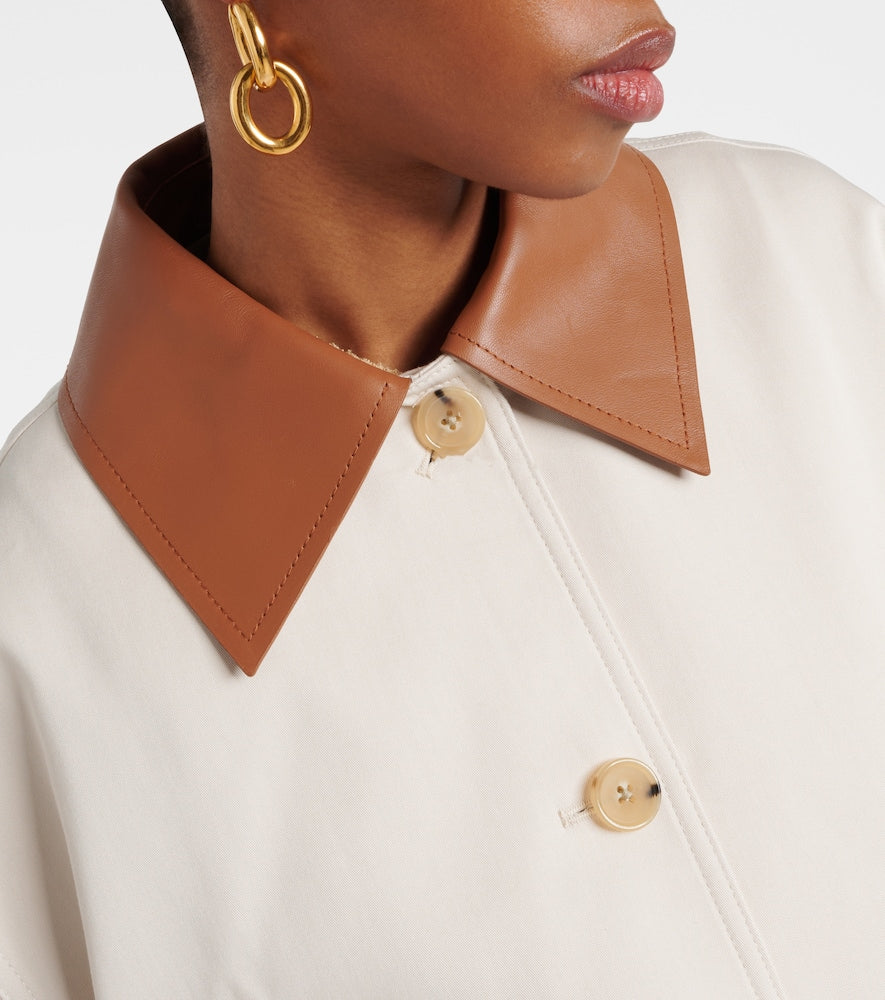 Toteme Leather-trimmed cotton jacket