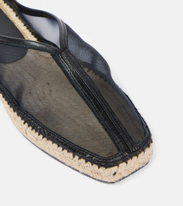 Toteme Leather-trimmed mesh espadrilles