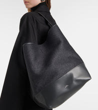 Toteme Leather-trimmed wool doubl√É¬© tote bag