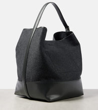 Toteme Leather-trimmed wool doubl√É¬© tote bag