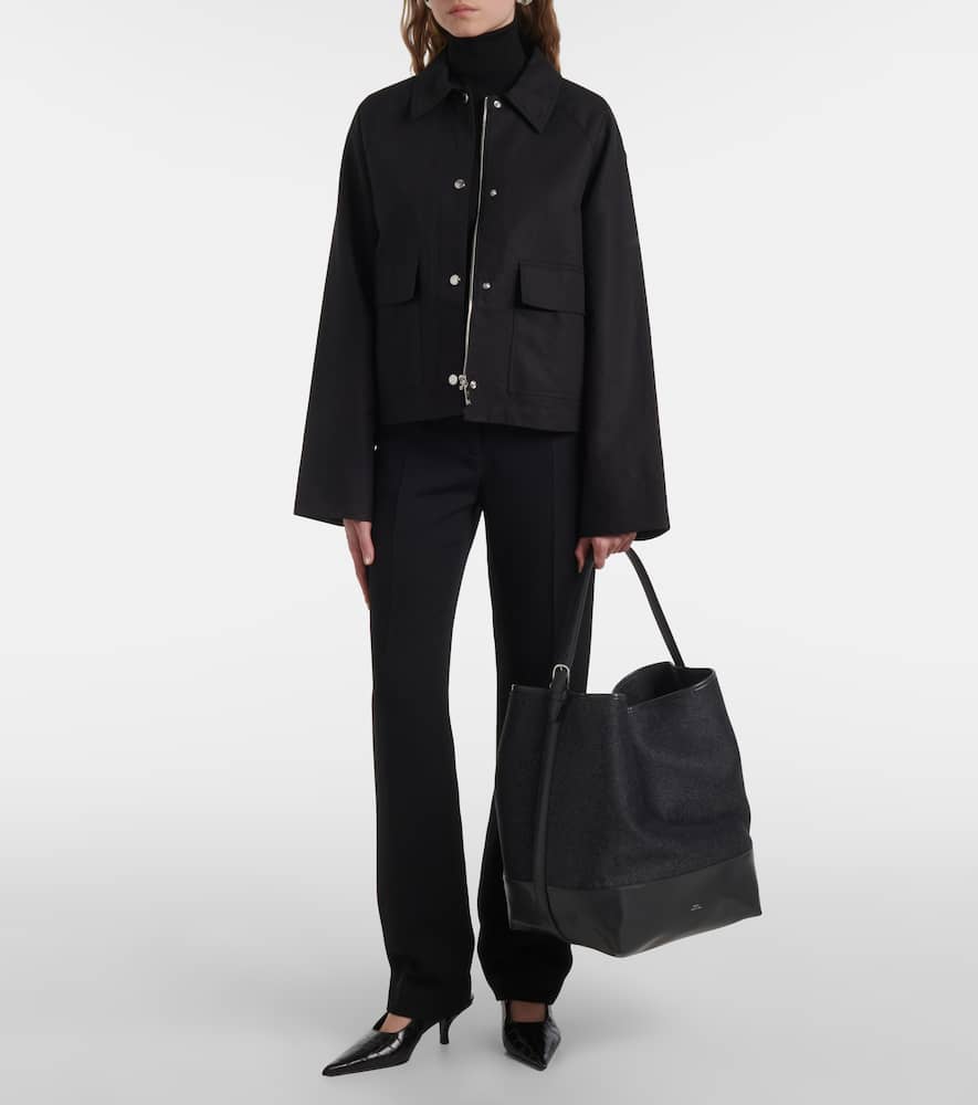 Toteme Leather-trimmed wool doubl√É¬© tote bag