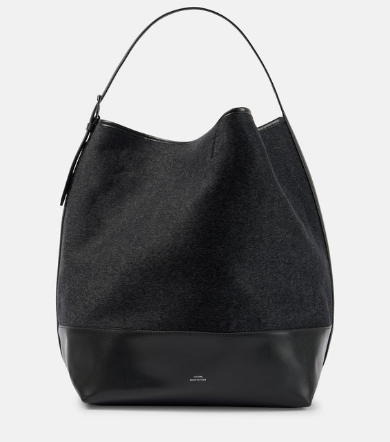 Toteme Leather-trimmed wool doubl√É¬© tote bag. Shop Toteme Shoulder Bags for women now.